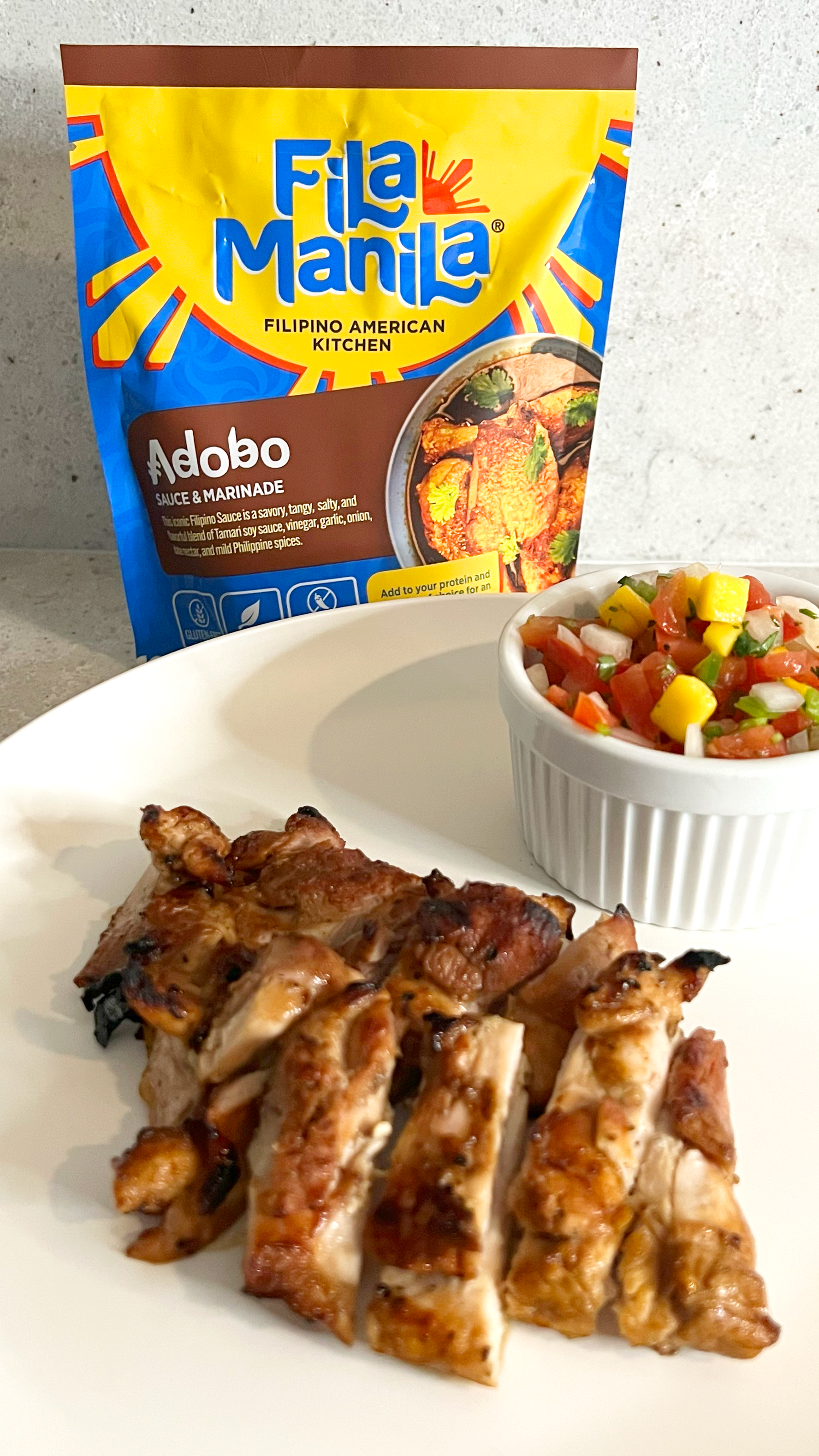 Grilled Adobo Chicken w/ Mango Pico de Gallo