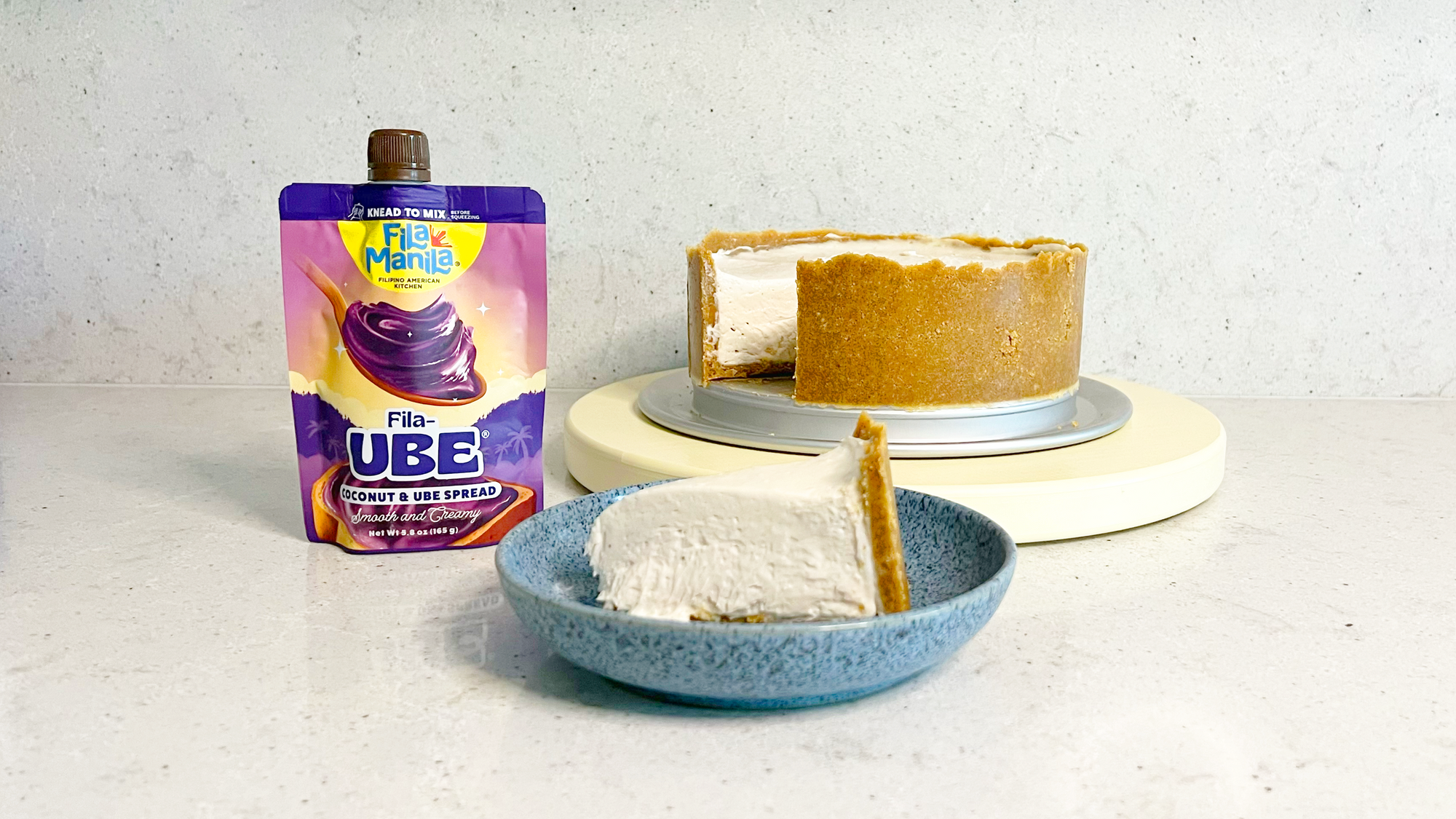 No Bake Ube & Coconut Cheesecake